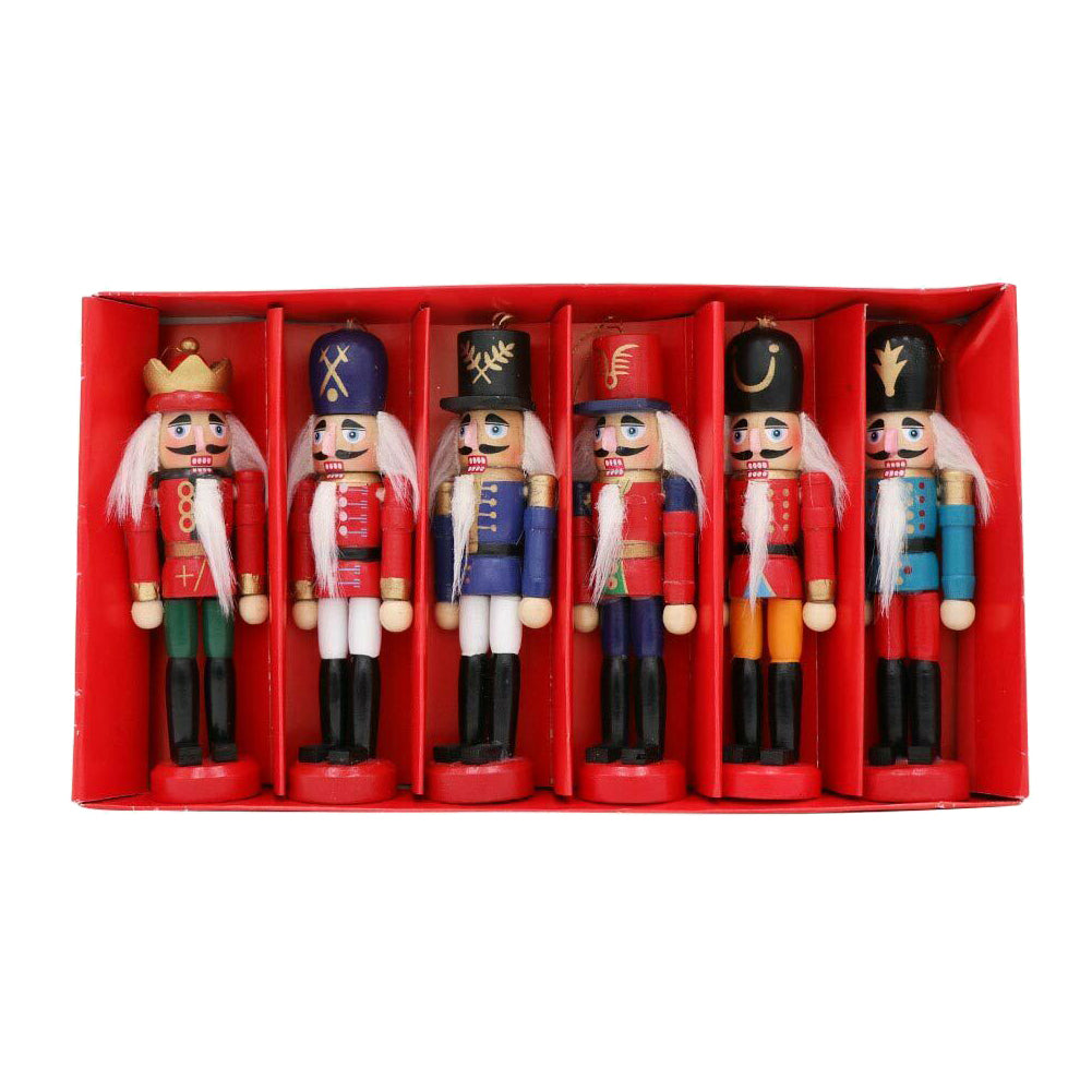 6pcs/set Wooden Nutcracker Solider Figure Model