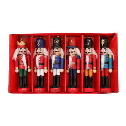 6pcs/set Wooden Nutcracker Solider Figure Model