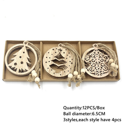 12pc Vintage Wooden Christmas tree ornaments