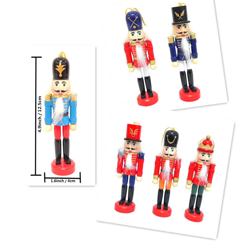 6pcs/set Wooden Nutcracker Solider Figure Model