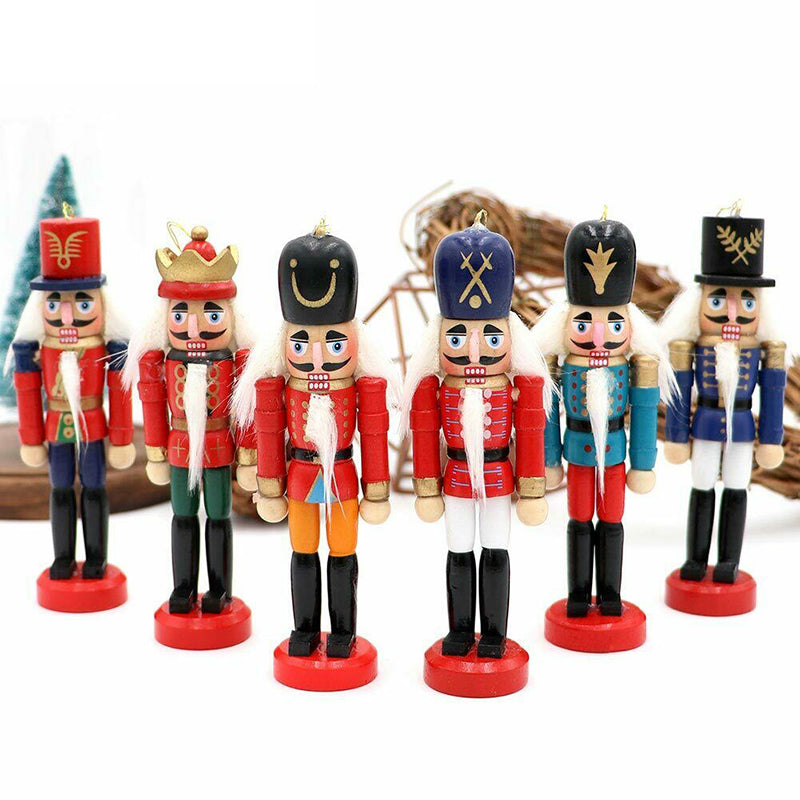 6pcs/set Wooden Nutcracker Solider Figure Model