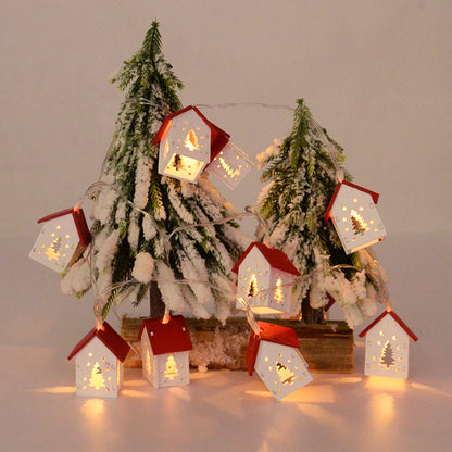 Christmas Wooden House Tree ornament with LED lights!