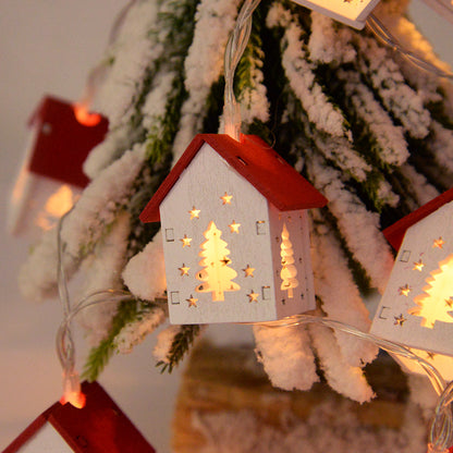 Christmas Wooden House Tree ornament with LED lights!